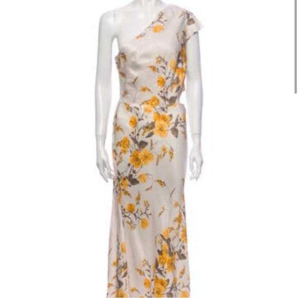BEC & BEC MATILDE ASYM ONE SHOULDER FLORAL MIDI DRESS SIZE 8 - Picture 3 of 10